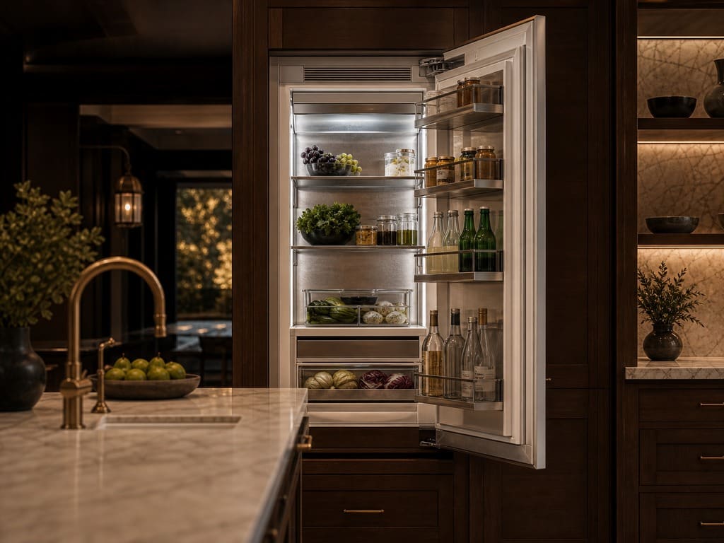 Viking built-in refrigerator interior during repair in Danville